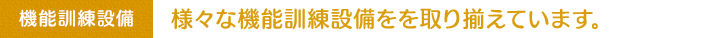 機能訓練設備：様々な機能訓練設備をを取り揃えています。